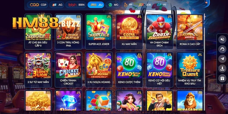 Các trò chơi tại sảnh slot game HM88 JILI